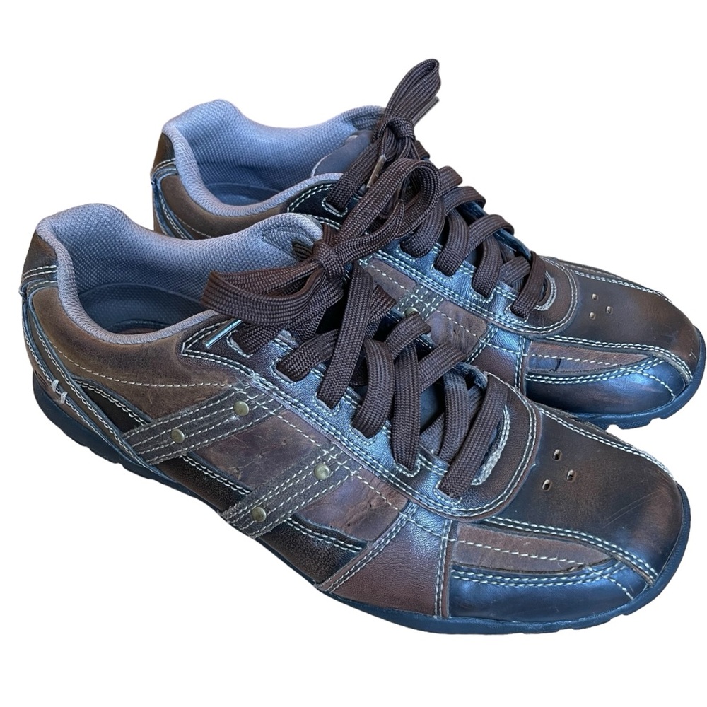 SKECHERS MEN’S METEOX BATUM BROWN LEATHER SHOES SIZE 8.5 EUC
